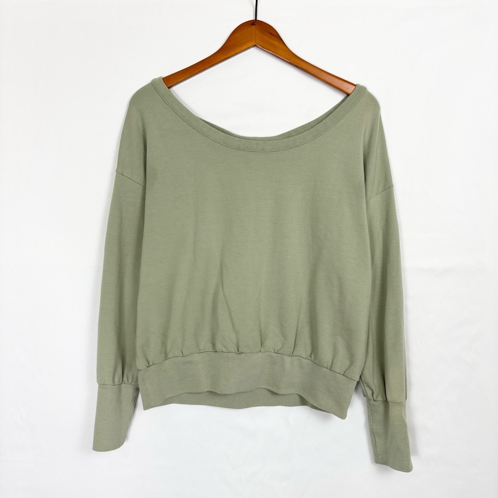 Cuyana French Terry Boatneck Sweatshirt Green Size L